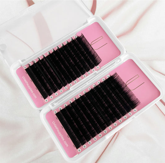 Cashmere Lash Soft Lash Silk Matte Black Mink Individual Lash Trays .07 MM